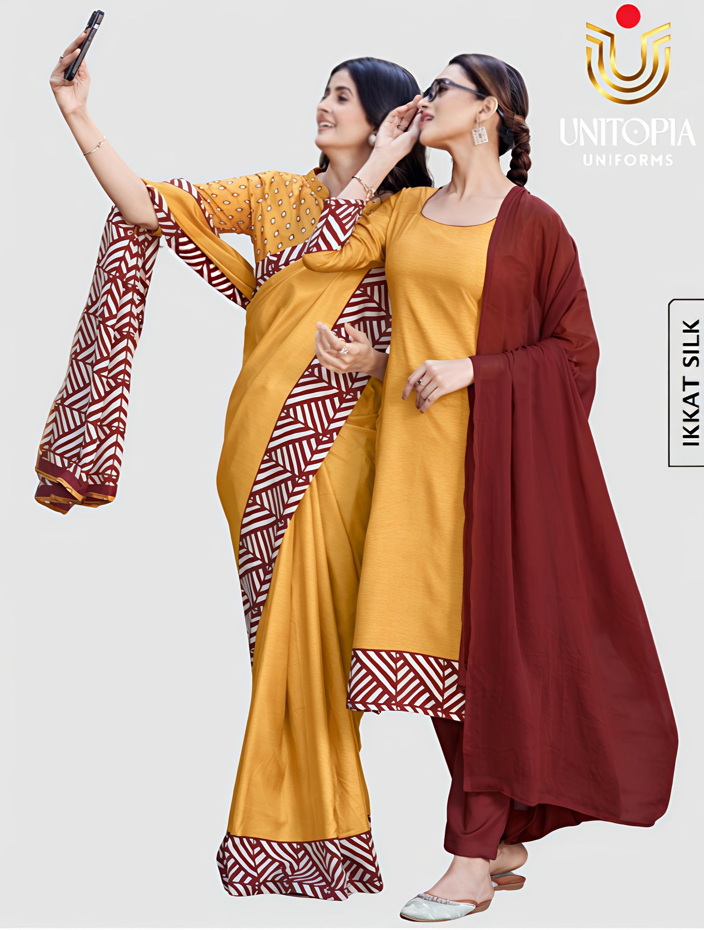 IKKAT SILK / UNIFORM SAREE (IKS8089)