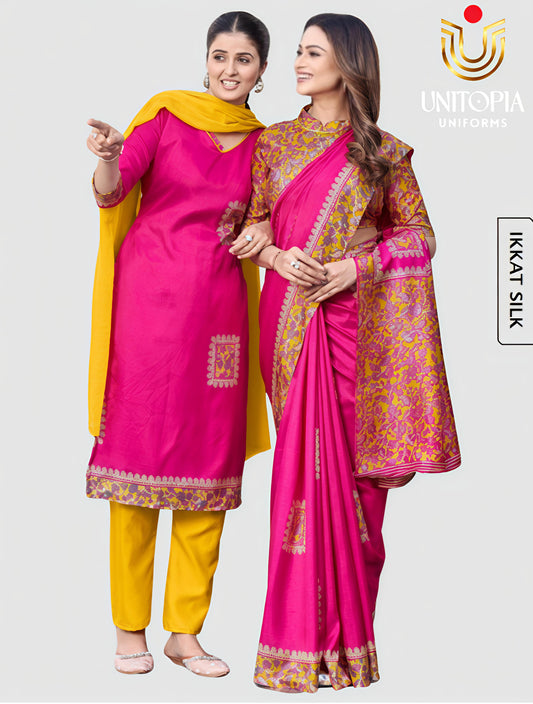 IKKAT SILK / UNIFORM SAREE  (IKS8069)