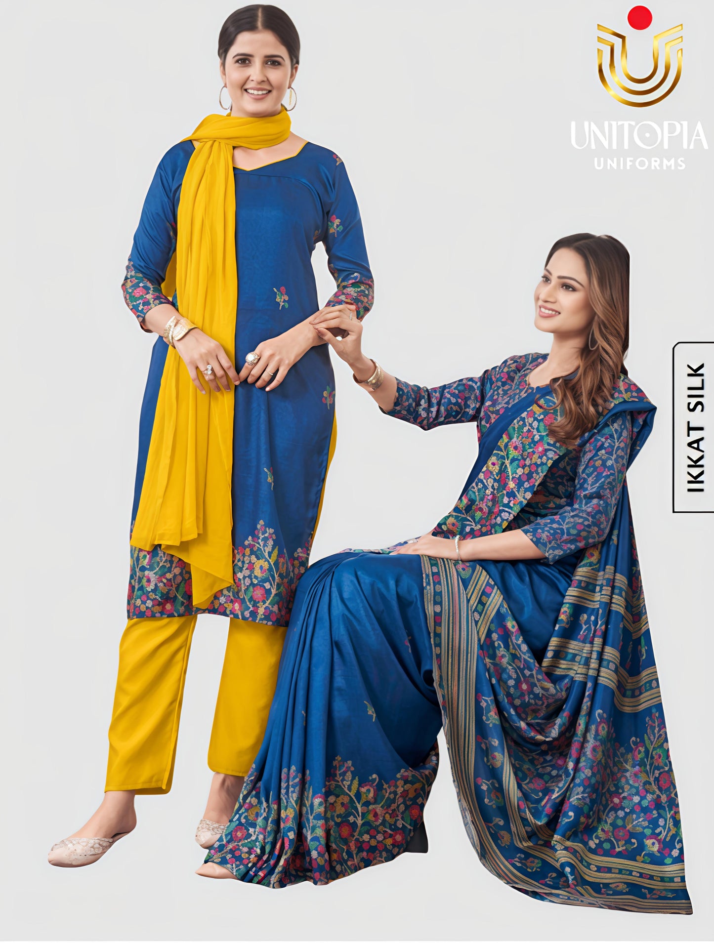 IKKAT SILK / UNIFORM SAREE  (IKS8071)