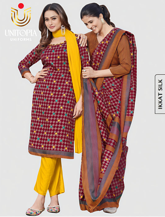 IKKAT SILK / UNIFORM SAREE (IKS8081)