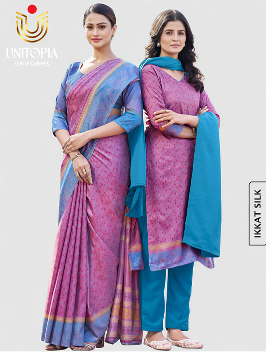 IKKAT SILK / UNIFORM SAREE  (IKS8087)