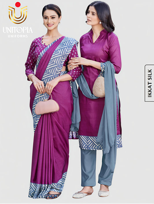 IKKAT SILK / UNIFORM SAREE  (IKS8089)
