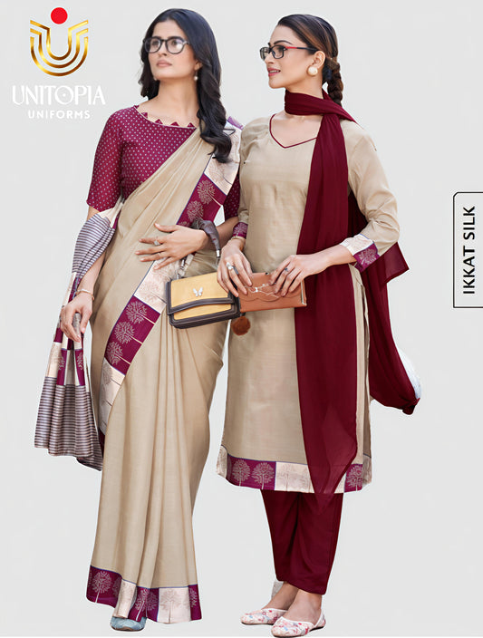 IKKAT SILK / UNIFORM SAREE  (IKS8091)