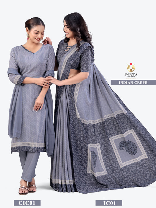 INDIAN CREPE / UNIFORM SAREES & SUIT (IC01,02)