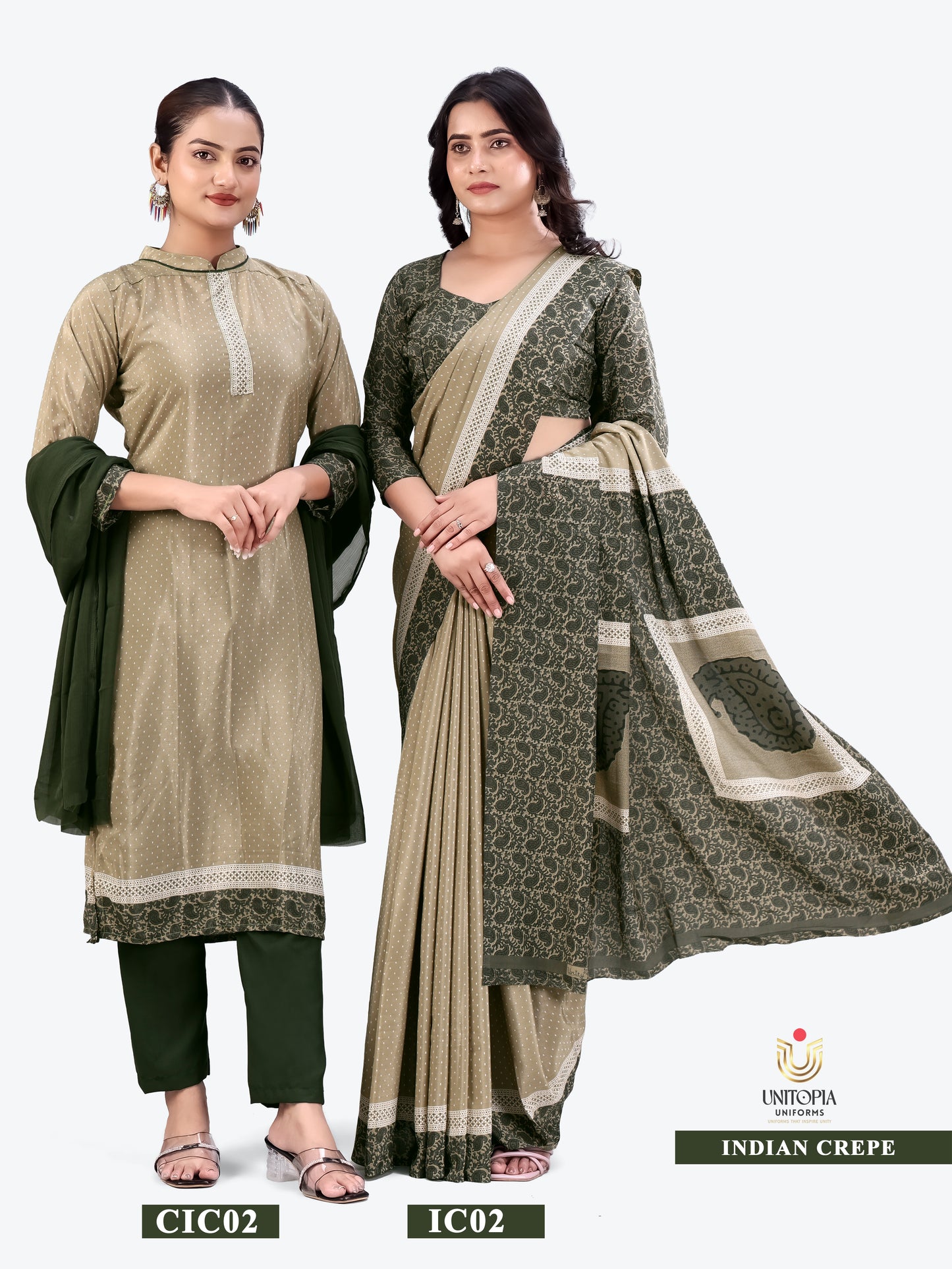 INDIAN CREPE / UNIFORM SAREES & SUIT (IC01,02)