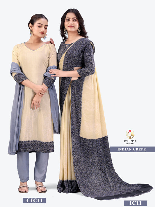 INDIAN CREPE / UNIFORM SAREES & SUIT (IC11,12)