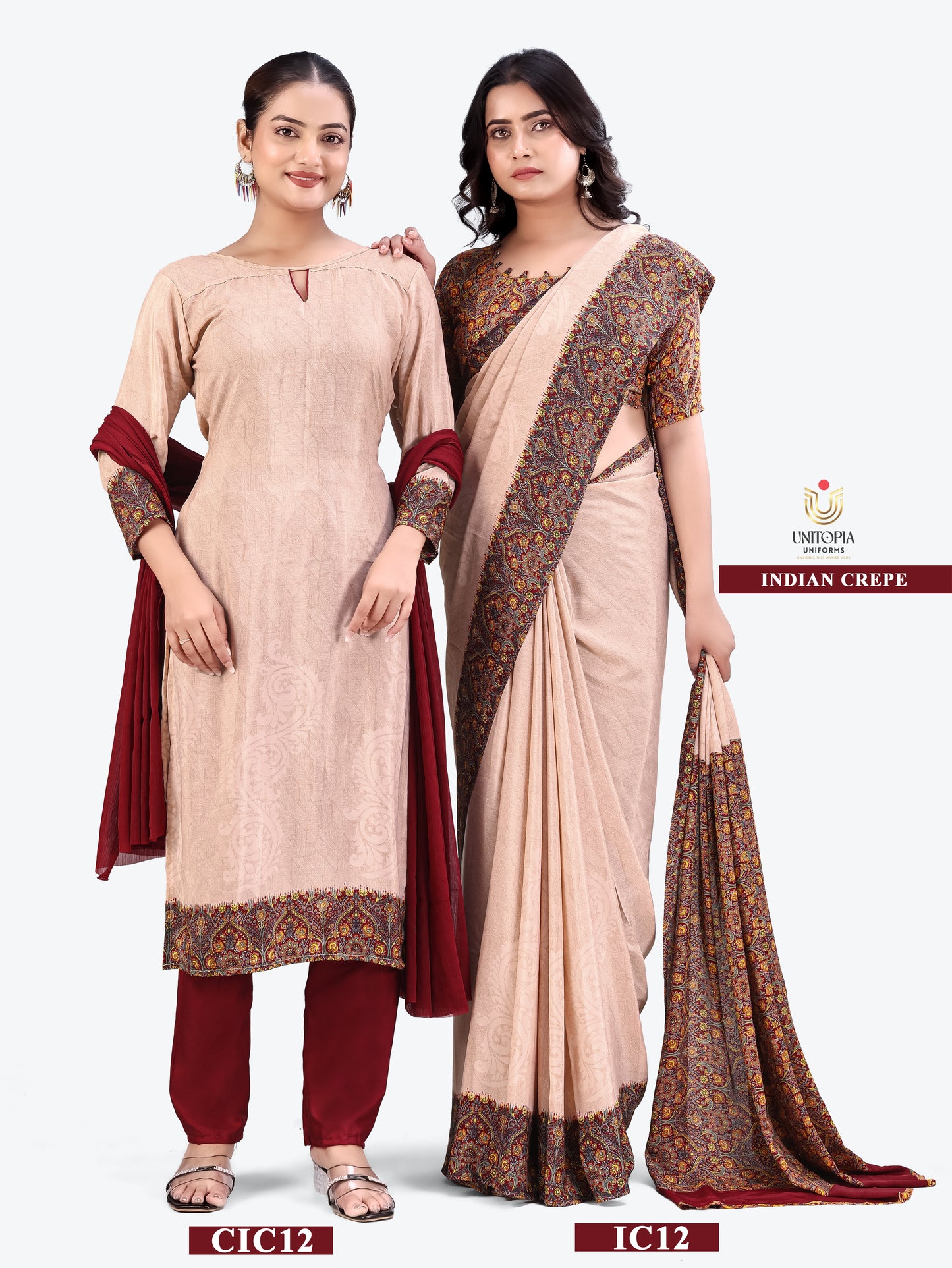 INDIAN CREPE / UNIFORM SAREES & SUIT (IC11,12)