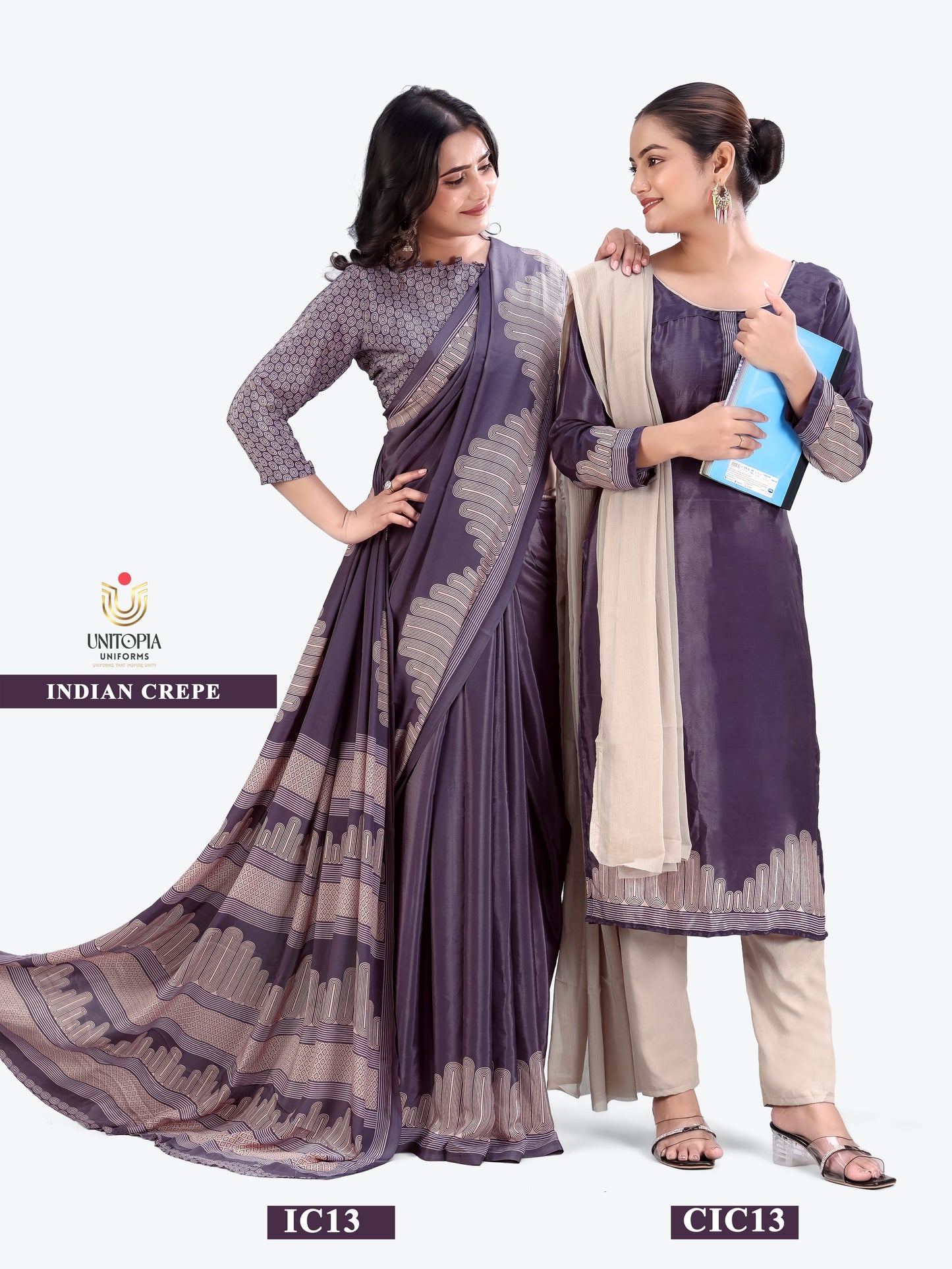 INDIAN CREPE / UNIFORM SAREES & SUIT (IC13,14)
