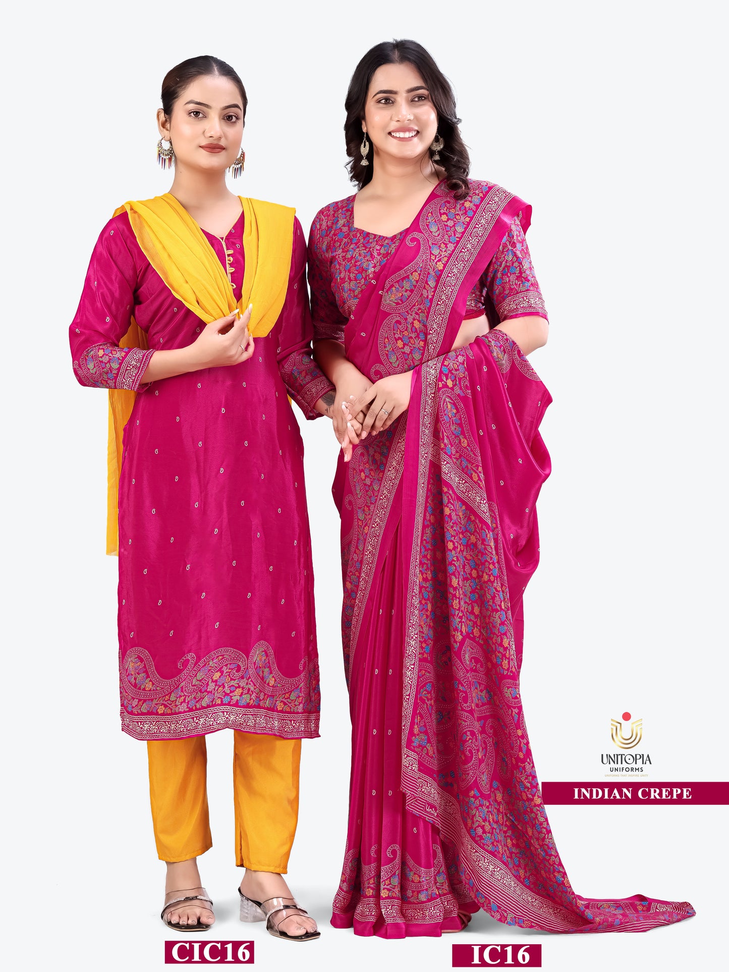 INDIAN CREPE / UNIFORM SAREES & SUIT (IC15,16)