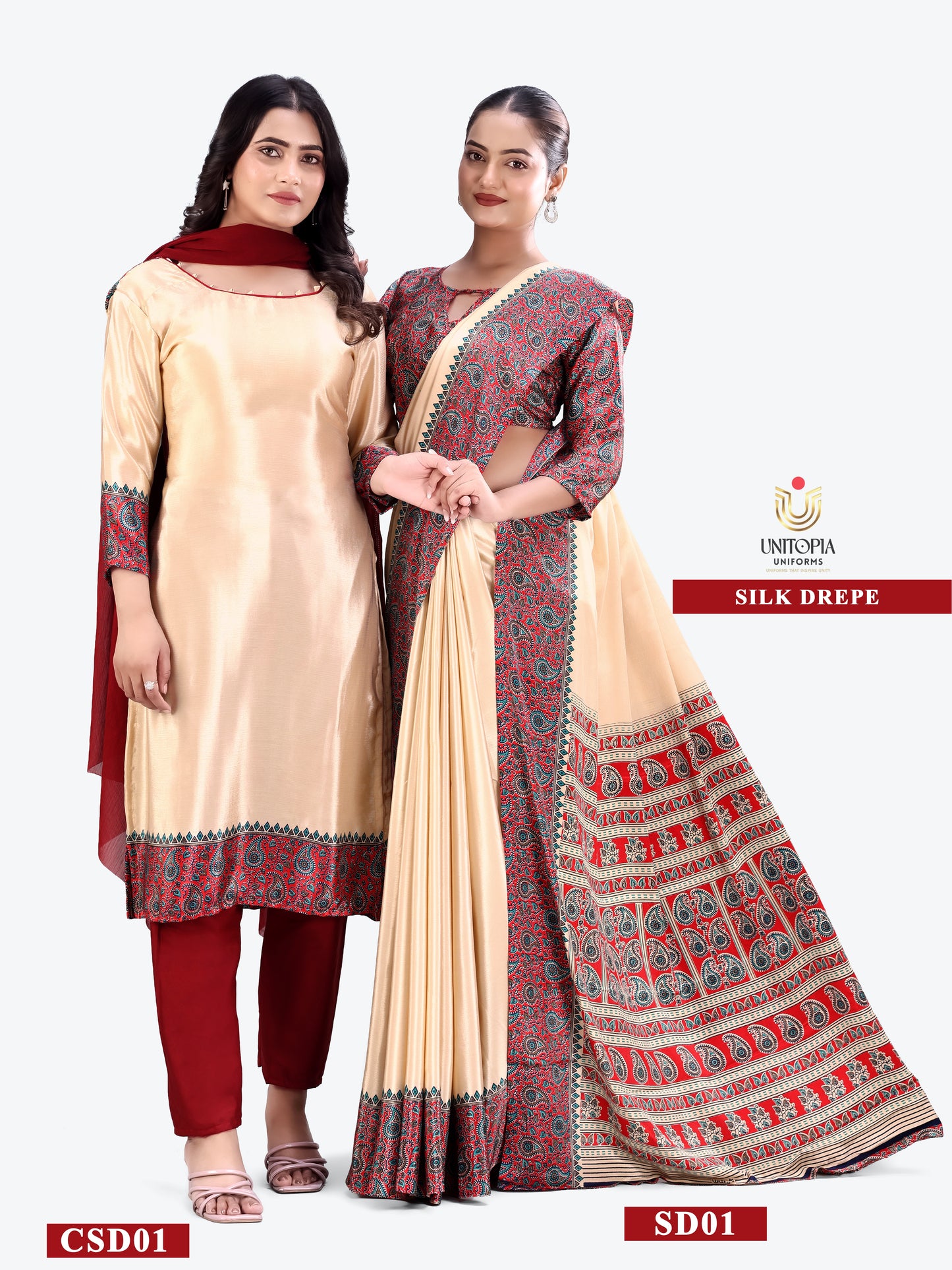 SILK DREPE / UNIFORM SAREES & SUIT (SD01,SD02)